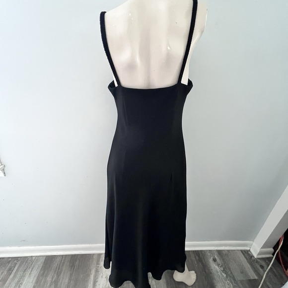 Y2K Connected Apparel Slip Dress Womens 12 Black Square Neck Cocktail Midi - Picture 3 of 9